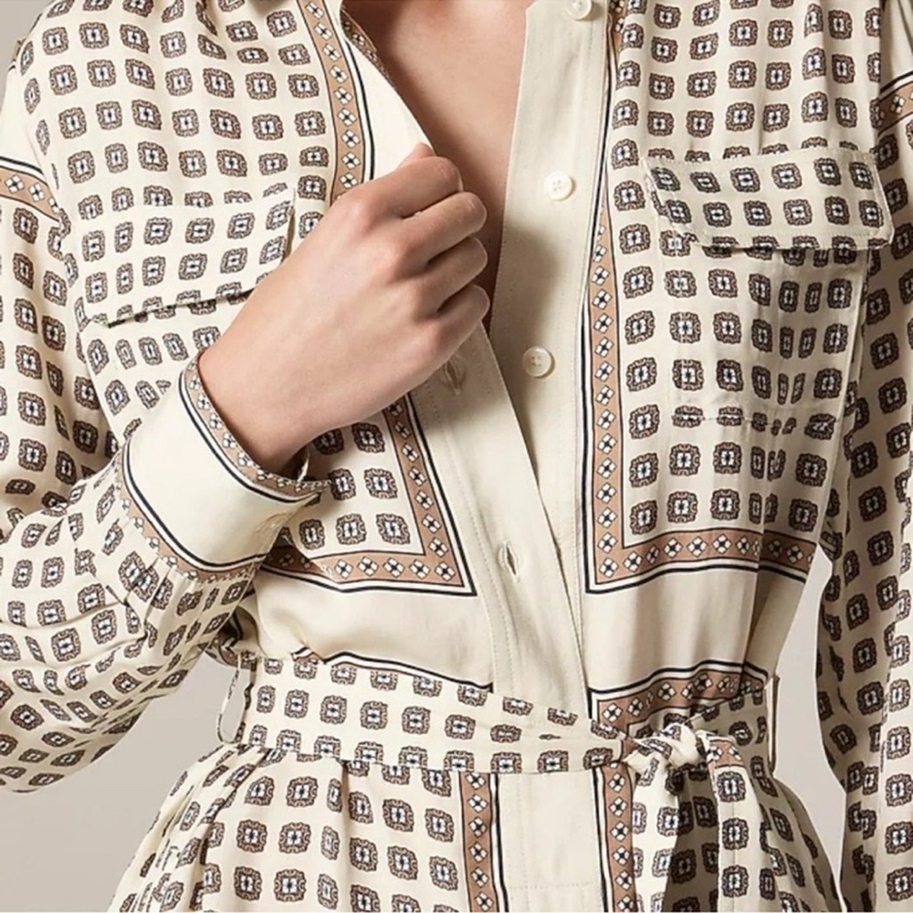 J.Crew Tie-waist shirt-dress in foulard print - Picture 2 of 9